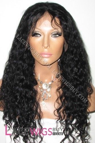 16 "onda profunda # 1 Glueless Full Lace Wigs 100% Indian Re